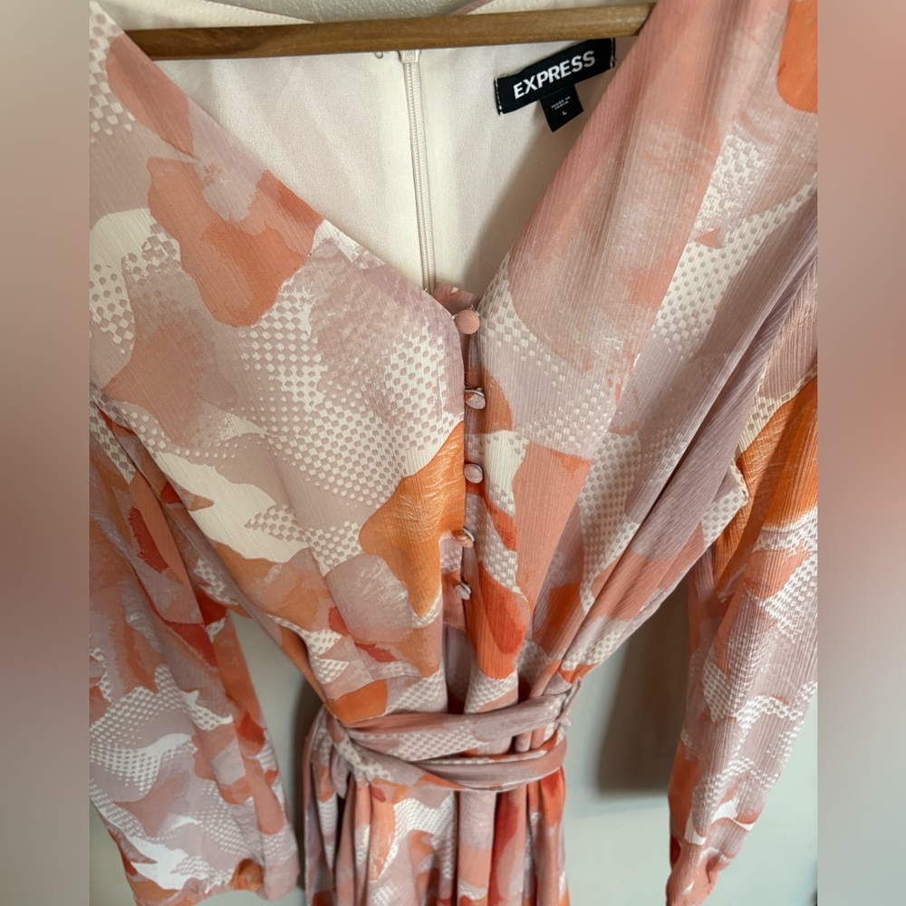 Express Dress 
Pink Button Front Tie Waist - Picture 5 of 11